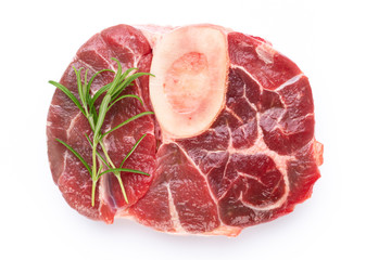 Fresh raw bio  beef steak isolated on white background.