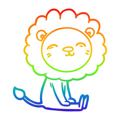 rainbow gradient line drawing cartoon lion