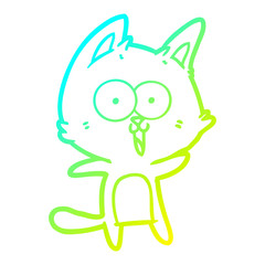 cold gradient line drawing funny cartoon cat