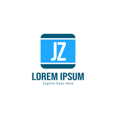 Initial JZ logo template with modern frame. Minimalist JZ letter logo vector illustration