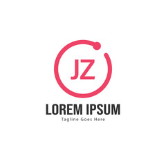 Initial JZ logo template with modern frame. Minimalist JZ letter logo vector illustration