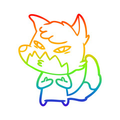rainbow gradient line drawing clever cartoon fox