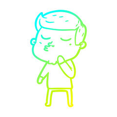 Fototapeta premium cold gradient line drawing cartoon model guy pouting