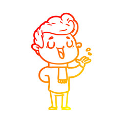 warm gradient line drawing happy cartoon man