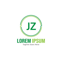 Initial JZ logo template with modern frame. Minimalist JZ letter logo vector illustration