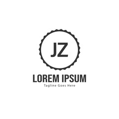 Initial JZ logo template with modern frame. Minimalist JZ letter logo vector illustration