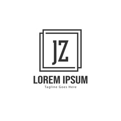 Initial JZ logo template with modern frame. Minimalist JZ letter logo vector illustration