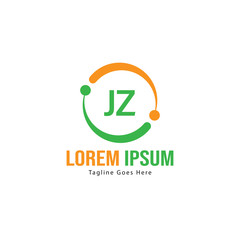 Initial JZ logo template with modern frame. Minimalist JZ letter logo vector illustration