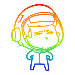 rainbow gradient line drawing cartoon stressed astronaut