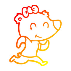 warm gradient line drawing female bear jogging