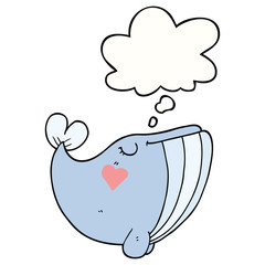 cartoon whale with love heart and thought bubble