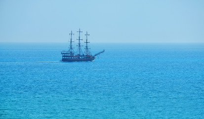 Fototapeta na wymiar yacht sailing ship in the mediterranean sea