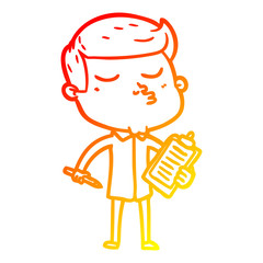 warm gradient line drawing cartoon model guy pouting