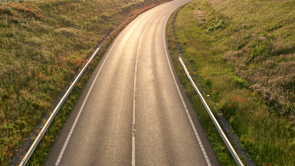 sunset view of empty uk motorway. no traffic concept