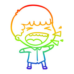 rainbow gradient line drawing cartoon laughing man