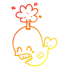 warm gradient line drawing cartoon spouting whale