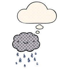 cute cartoon cloud and thought bubble in comic book style