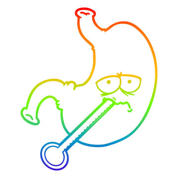 recommend clip art: rainbow gradient line drawing cartoon upset stomach