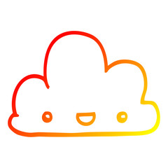 warm gradient line drawing cartoon tiny happy cloud