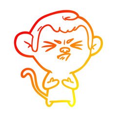 warm gradient line drawing cartoon annoyed monkey