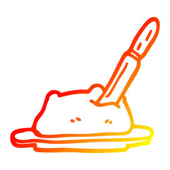 warm gradient line drawing cartoon butter and knife