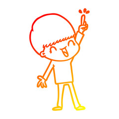 warm gradient line drawing happy cartoon boy