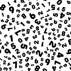 Numeral seamless pattern background. Black numbers mosaic. Vector wallpaper