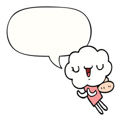 cute cartoon cloud head creature and speech bubble