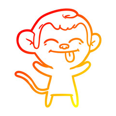 warm gradient line drawing funny cartoon monkey