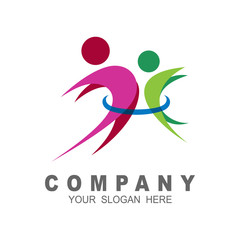 People care logo, two people by hugging