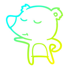 cold gradient line drawing happy cartoon bear pointing