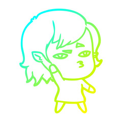 cold gradient line drawing cartoon vampire girl