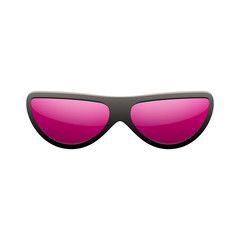 Sunglasses icon. Pink sun glasses isolated white background. Fashion pink vintage graphic style. Female modern optical beach accessory. Eye summer protection. Eyesight symbol. Vector illustration