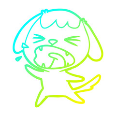 cold gradient line drawing cute cartoon dog barking