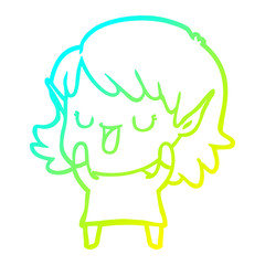 cold gradient line drawing cartoon elf girl