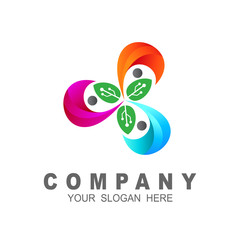 Leaf green nature logo and symbol template vector, human design vector