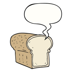cartoon loaf of bread and speech bubble