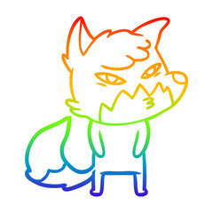 rainbow gradient line drawing clever cartoon fox