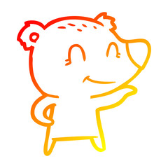 warm gradient line drawing friendly bear cartoon