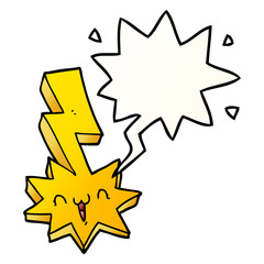 cartoon lightning bolt and speech bubble in smooth gradient style