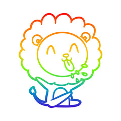 rainbow gradient line drawing happy cartoon lion