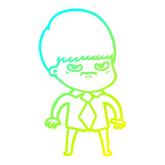 cold gradient line drawing cartoon boy