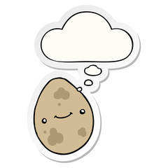 cartoon egg and thought bubble as a printed sticker