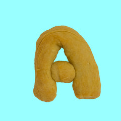 The letter "A" made from pastry, which can be eaten.