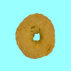 The letter "O" made from pastry, which can be eaten.