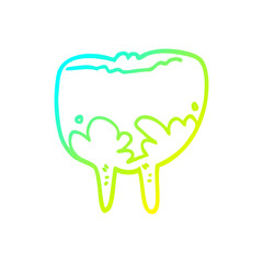 cold gradient line drawing cartoon tooth