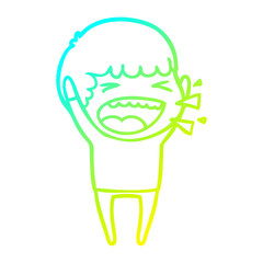 cold gradient line drawing cartoon laughing man