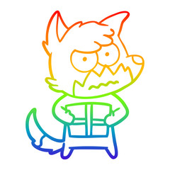 rainbow gradient line drawing cartoon annoyed fox