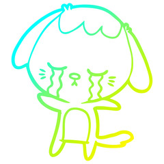 cold gradient line drawing cartoon crying dog