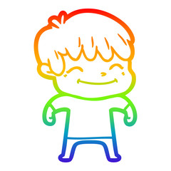 rainbow gradient line drawing happy cartoon boy